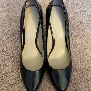 Black Leather Nine West Heels